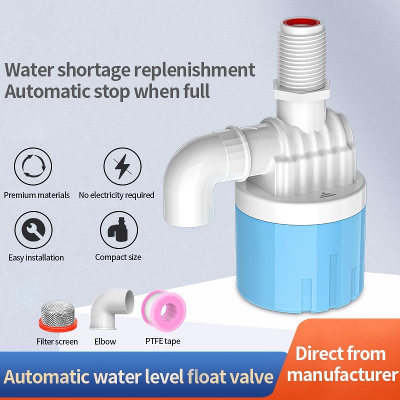 1 Pack 3/4 Float Valve for Water Tank,Aquapulse Water Float Automatic Water Level Control Aqua Pluse Trough Blue Plastic Float Valve Switch for Pool,Pond,Livestock(Top inner)