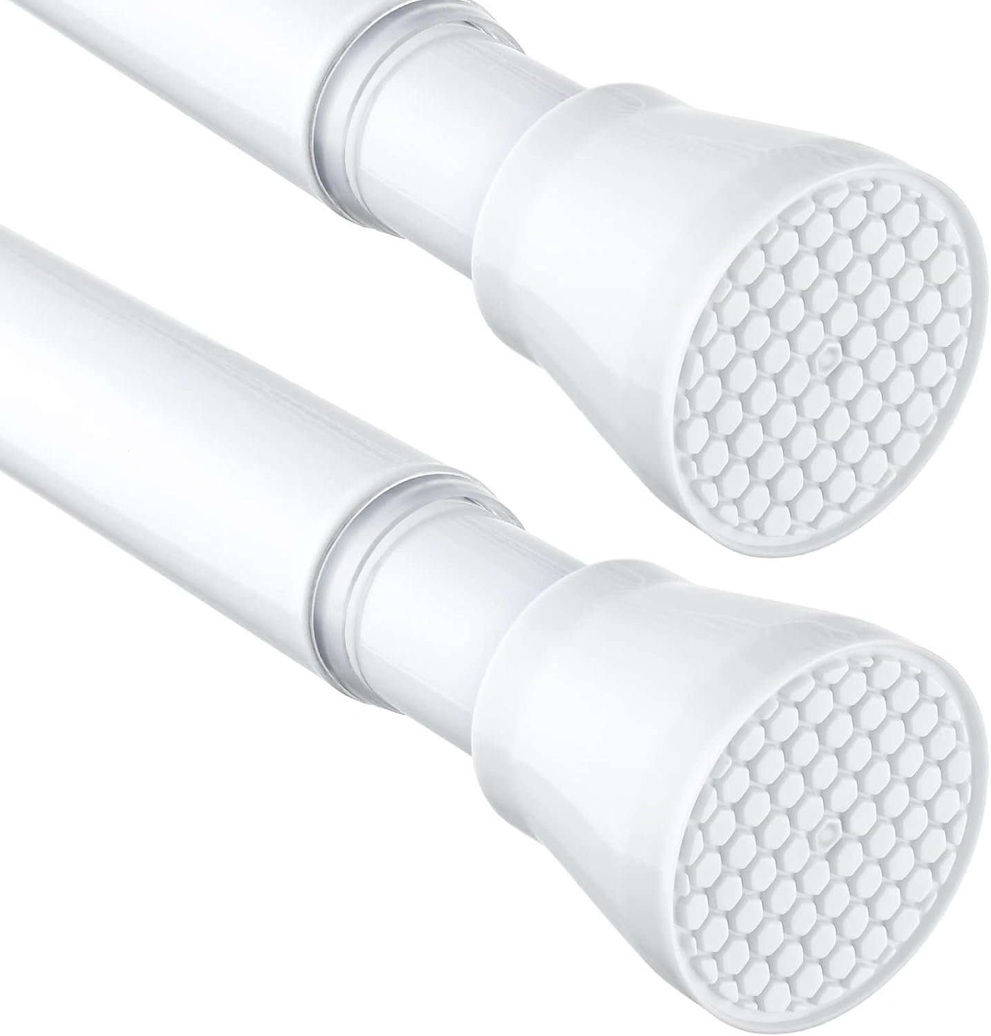 2 Pack White Tension Curtain Rod 42-73 Inch Shower Rod 7/8" Shower Curtain Rod Adjustable Spring Curtain Rods No Drilling Spring Rod Shower Curtain Tension Rod for Bathroom Windows Doorways