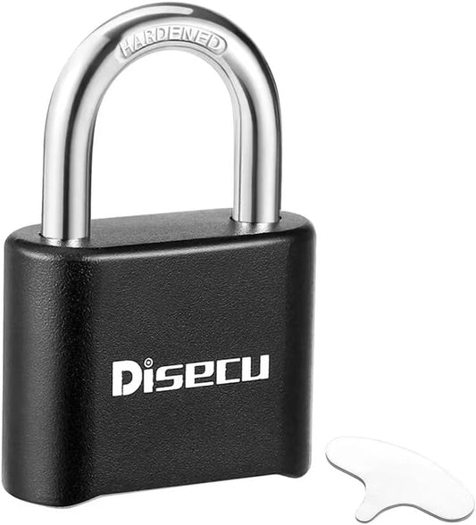 1 Pack disecu Heavy Duty 4 Digit Combination Lock, Anti-Error Feature, Outdoor Waterproof Padlock for School Gym Locker, Fence, Gate, Hasp Storage, Toolbox (Black)