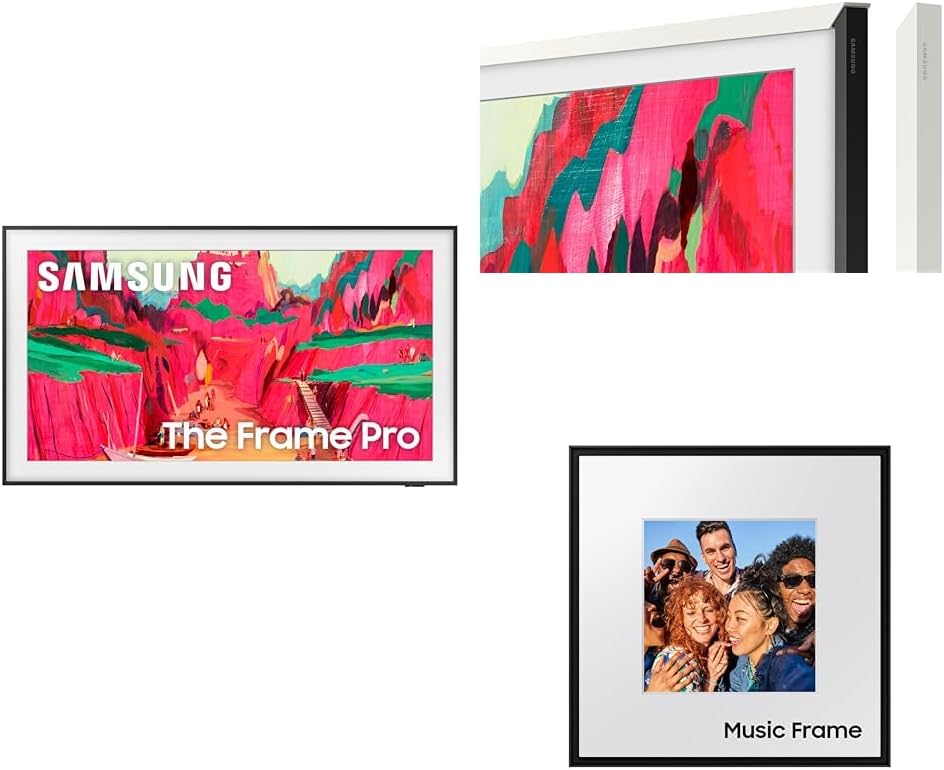 Samsung 75" The Frame Pro 4K Neo QLED Smart TV (2025) with Modern White Customizable Bezel & Music Frame Smart Speaker with Dolby Atmos
