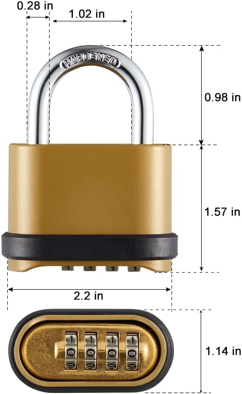 Heavy Duty Weatherproof Combination Lock, 4-Pack Outdoor Combo Lock,Resettable Combination Padlock for Gate,Shed,Storage Unit
