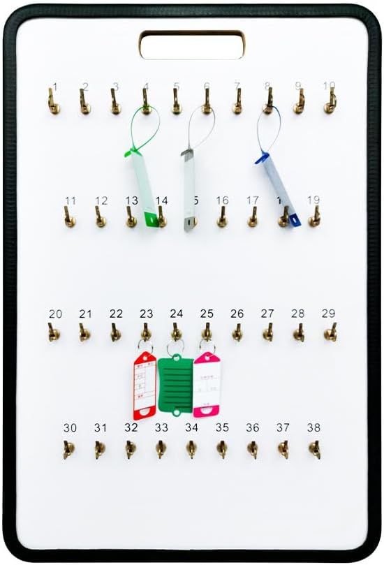 Masonite Key Holder Wall Mount with 32 Spring-Lock Hooks 13-1/2" × 20" – Wall Mounted Key Organizer Board with Metal Trim and Handle – Dealership, Office, Garage Key Rack Cabinet - Pack of 3