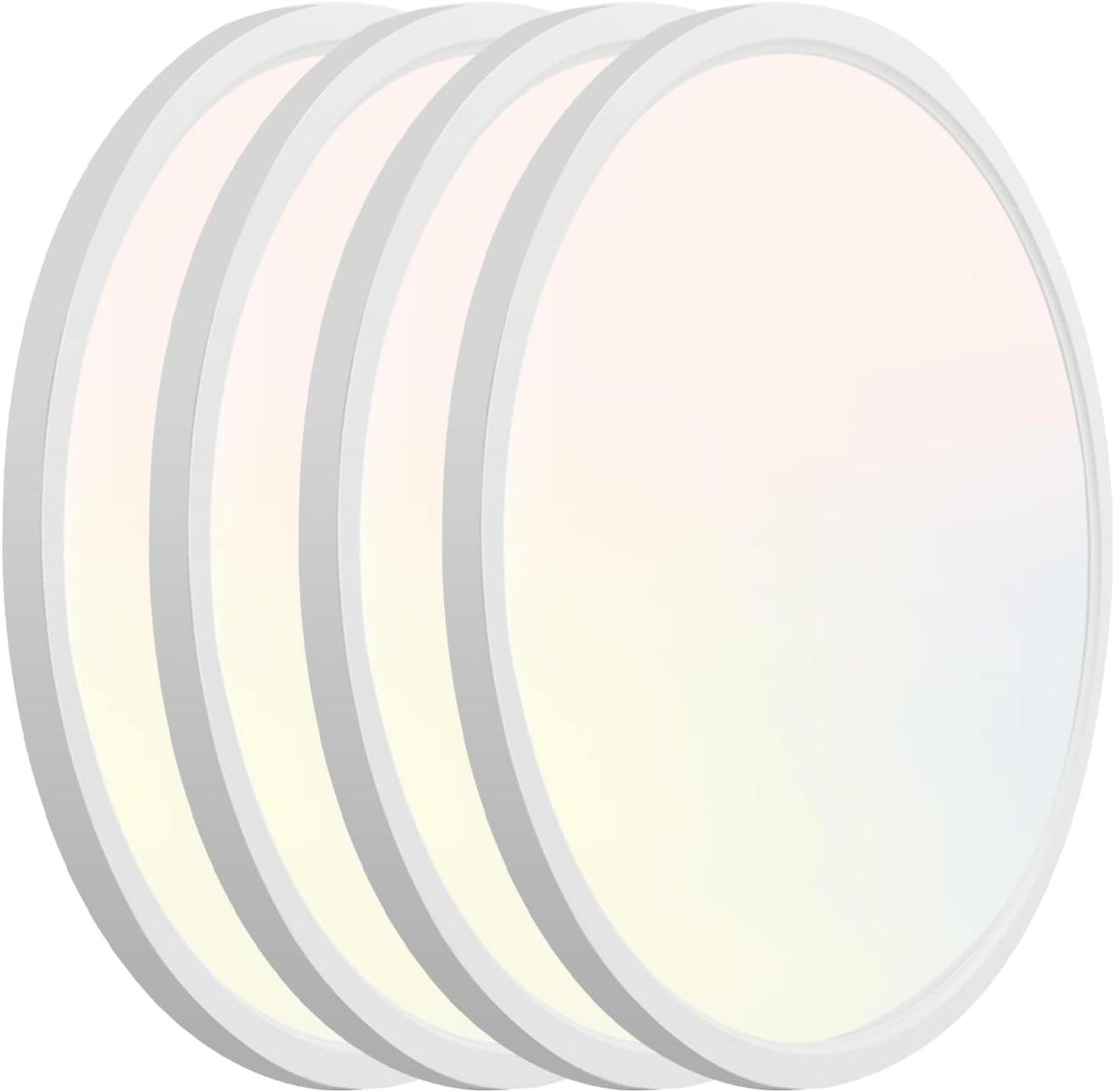 Hlite 4pack 12 inch Flush Mount LED Ceiling Light Fixture,24W 2400LM Super Slim Light Fixtures Ceiling Mount 3000K/4000K/5000K 3CCT Selectable,Light Fixtures for Kitchen,Bedroom(White)