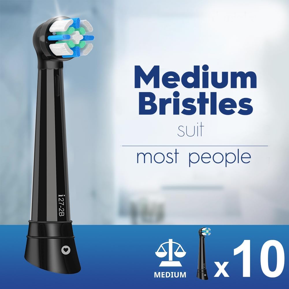 10 Pack Smart Cleaning Replacement Heads Compatible with Oral B iO 2 3 4 5 6 7 8 9 10 Series Electric Toothbrush, Brush Heads Compatible with Oral B iO Electric Handles (Black)