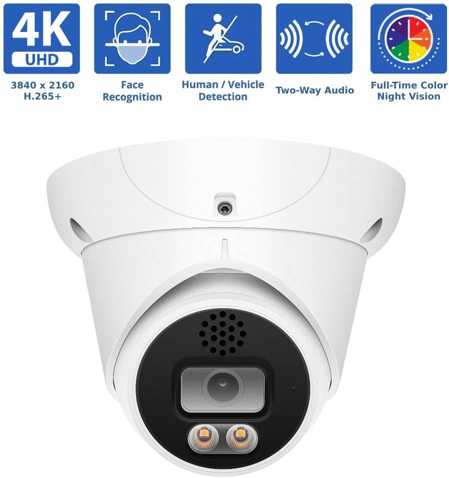 GW Security 32 Channel 8MP Fulltime Color Night Vision 4K NVR Security Camera System with 32 UltraHD 4K Two-Way Audio Outdoor/Indoor Smart AI Face Recognition Human Vehicle Detection PoE Dome Cameras