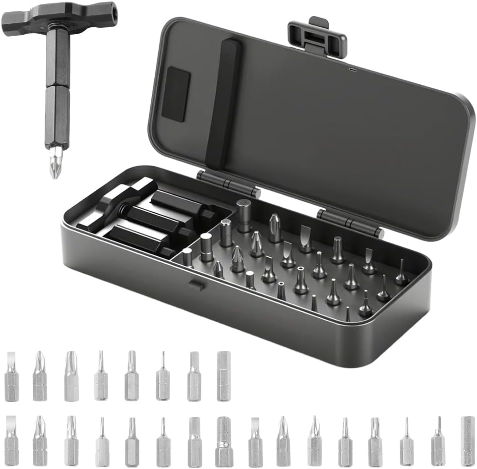 24 in 1 Magnetic Ratchet Screwdriver Set, Multi Bit Screw Driver Set Kit with Precision Bits & Case, Suitable for Home Repairs, DIY Projects, and Electronics (Set A)