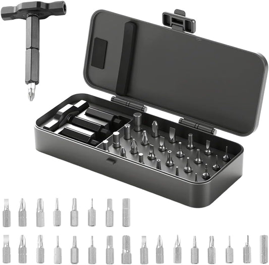 24 in 1 Magnetic Ratchet Screwdriver Set, Multi Bit Screw Driver Set Kit with Precision Bits & Case, Suitable for Home Repairs, DIY Projects, and Electronics (Set A)