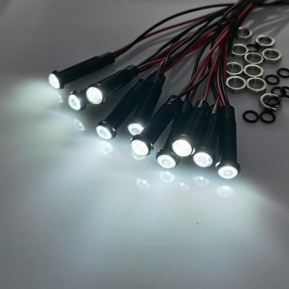 10pcs LED Plastic Indicator Pilot Light 110VAC Mounting Hole Size 6mm(White)