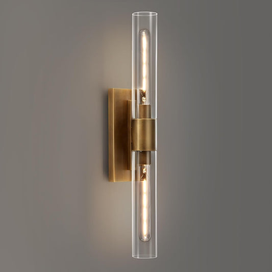 24.8" L Minimalist Style Wall Sconces 2-Lights Brass Wall Lights Fixtures Morden Cylinder Wall Light for Bathroom Vanity Light Indoor Wall Mounted Lamps for Living Room,Bedroom,Hallway