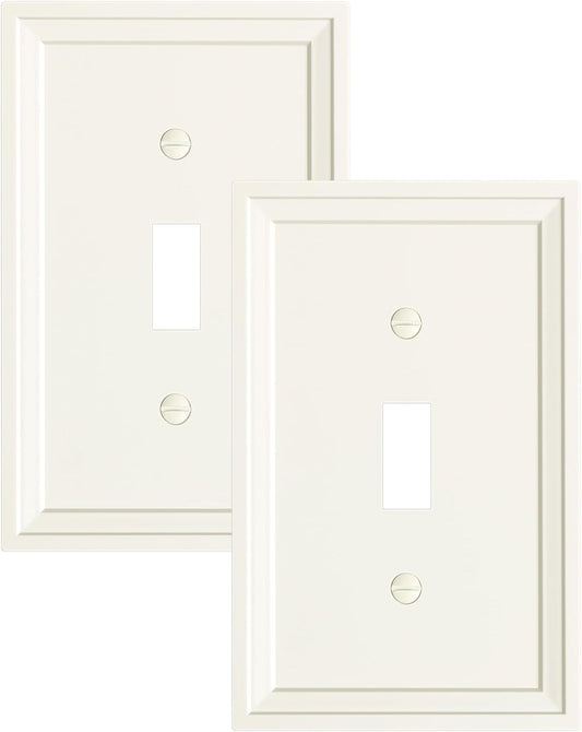 2-Pack Single Toggle Light Switch Covers Wall Plate, Light Almond Decorative Switch Plate Covers, 1 Gang Natural Bamboo Fiber Wall Plate, Corrosion Resistant