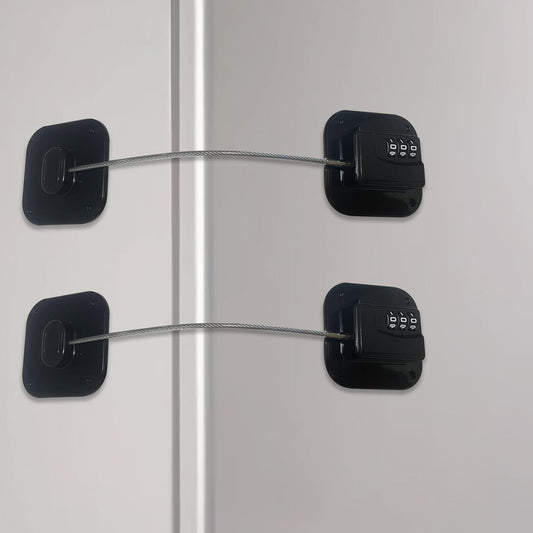 Heavy Duty Refrigerator Lock Cabinet Locks Child Safety Cabinet Locks Combination Fridge Lock for Cabinets Drawers Refrigerator (Black - 2Pack)