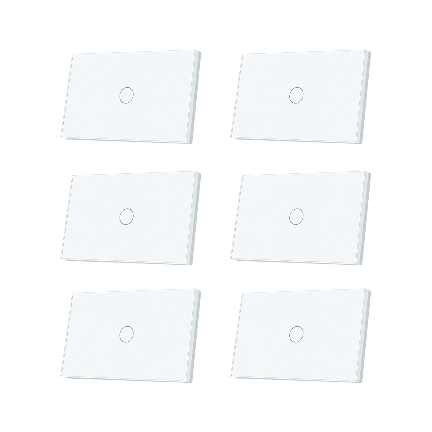 2 Way Light Switch 118X72X34MM No Neutral Wire, Wall Touch Switch 1000W, Tempered Glass Panel, FCC, White 1 Gang