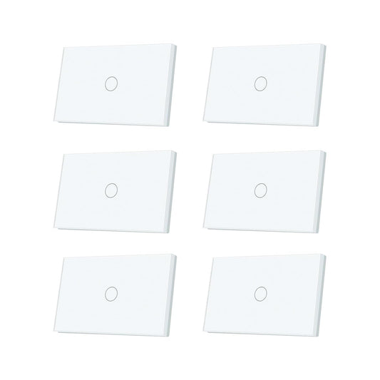 2 Way Light Switch 118X72X34MM No Neutral Wire, Wall Touch Switch 1000W, Tempered Glass Panel, FCC, White 1 Gang