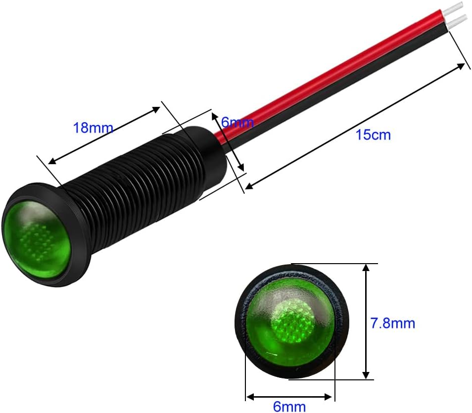 10pcs LED Plastic Indicator Pilot Light 110VAC Mounting Hole Size 6mm(Green)