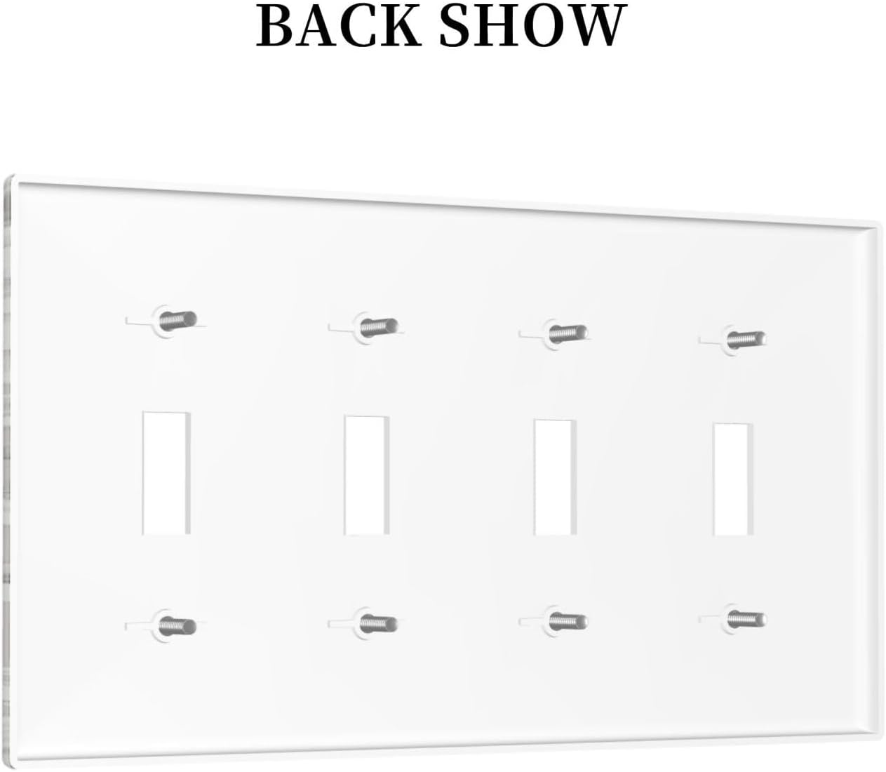 White Poppies Floral Modern Grey Peonies Flowers Light Switch Covers Quad Toggle 4 Gang Wall Plate Decorative Switch Plates Electrical Faceplate for Bedroom Bathroom Decor