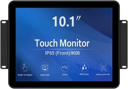 GreenTouch 10.1 inch 10 Points Front Waterproof Industrial Open Frame PCAP Touch Screen LCD Display Monitor 1280x800 Black