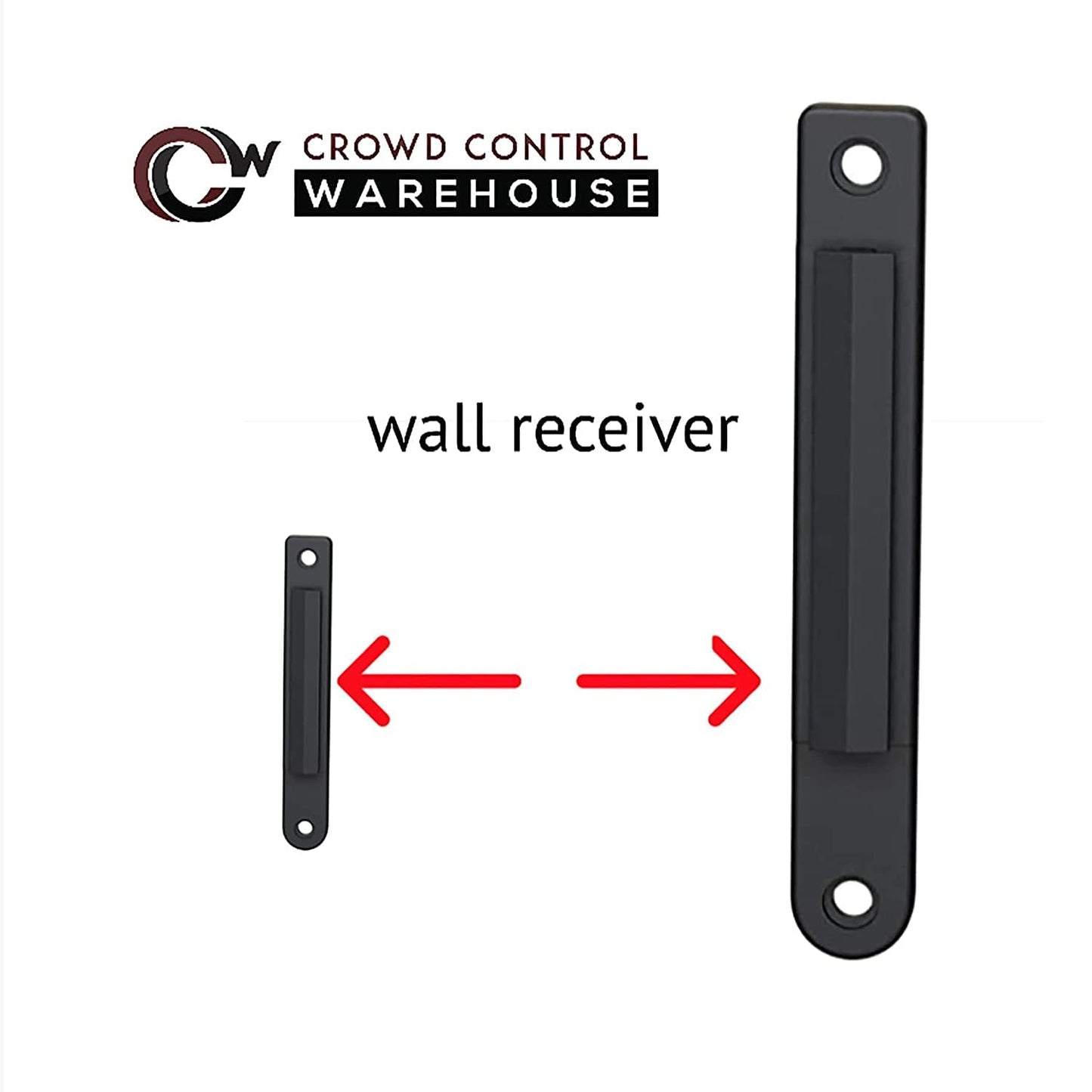 Crowd Control Warehouse - CCW Series WMB-120 Fixed Wall Mount Retractable Belt Barrier - 11 Foot, Red "Please Wait HERE" Belt with Stainless Steel Case, Crowd Control Barriers