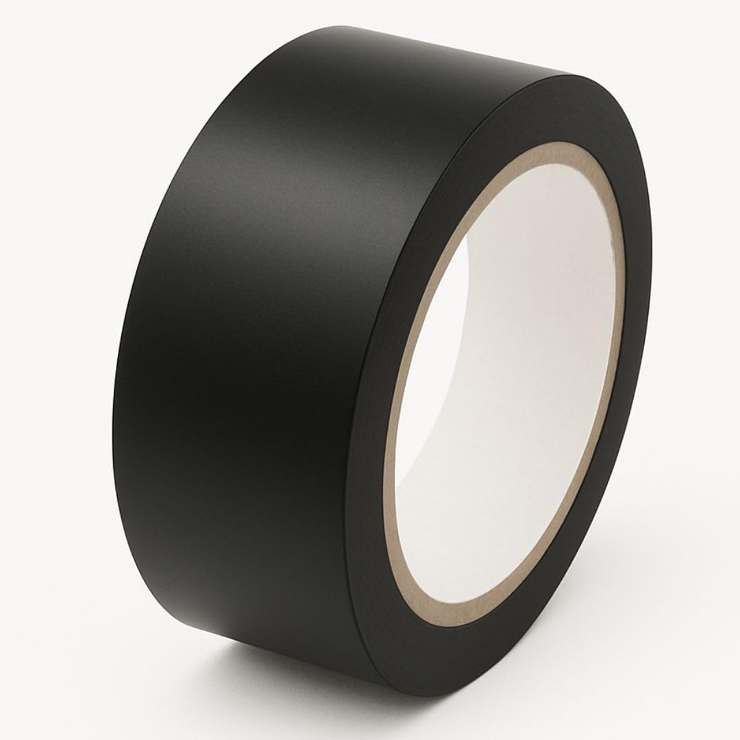 GTSE 2 inch x 108 ft Black PVC Vinyl Floor Tape, Safety Marking Tape, 6 mil Thick, Suitable for Dance Floors, Gyms, Warehouses, Sports Facilities