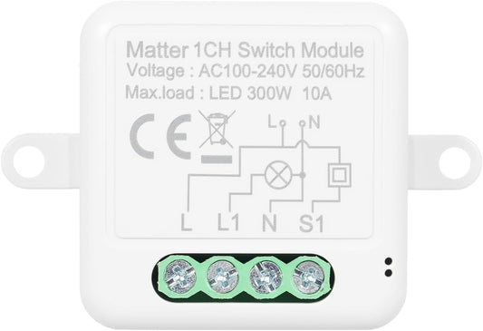 1CH Matter Mini Smart WiFi Switch Module DIY Smart Relay Switch Module 10A Switch for Smart Home Automation Compatible with Home Pod//Assistant/