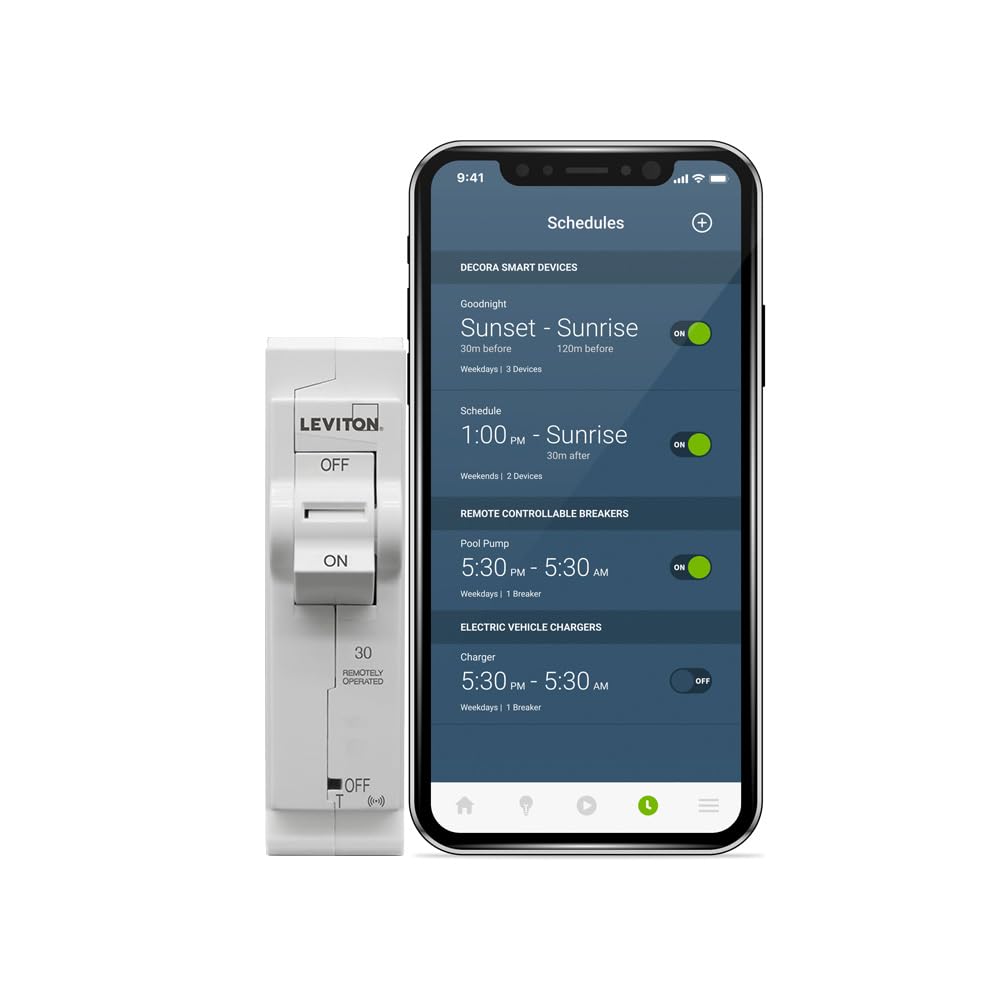 Leviton 2nd Gen Smart Circuit Breaker with Remote Control, Standard, 1-Pole 30 Amp, 120-Volt, 10kA Interrupt Rating, LB130-ST