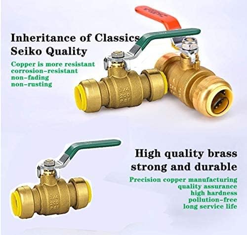 (Pack of 5) AB 1/2 Inch Push Fit Ball Valve, 1/2 Inch Water Shut Off Valve with Disconnect Clip, Full Port Push Connect Ball Valve for Copper, CPVC,PE-RT and PEX Pipe, UPC Certified