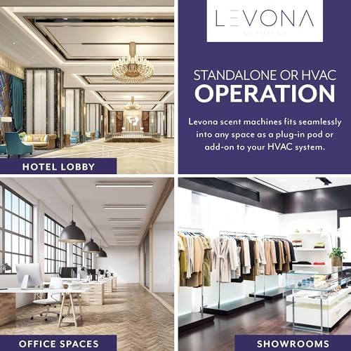 Levona Scent Waterless Diffuser - Essential Oil Aroma Smart Plug-in, Portable Machine for Whole House & Large Spaces, LCD, HVAC, With Cleaning Cloth, Covers 4000 sqft - Arosa 1500 (Scent Not Included)