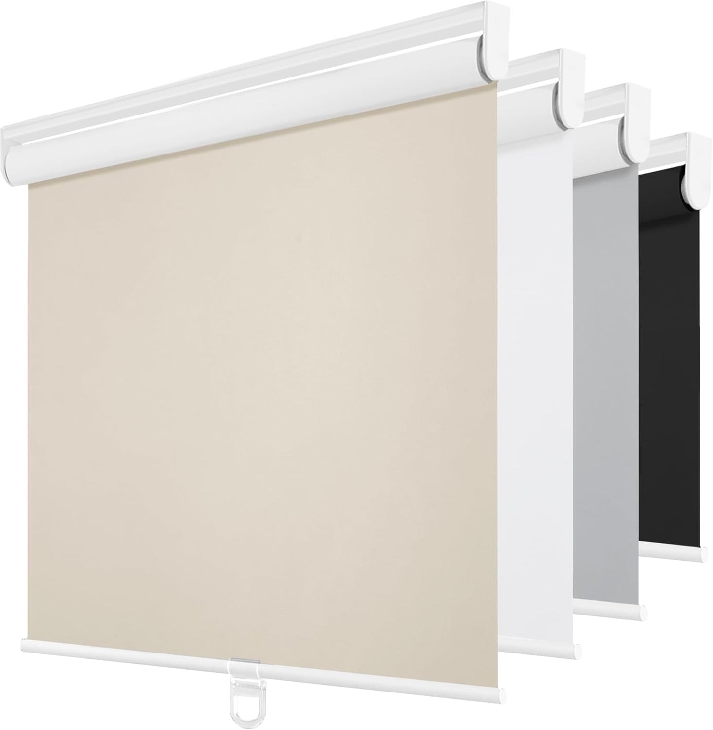 ChrisDowa Cordless Blackout Roller Shades for Windows, Thermal Insulated UV Protection Pull Down Shades, Total Blackout Window Blinds for Home, Office, Bedroom, Door (53" W x 72" H, Beige)