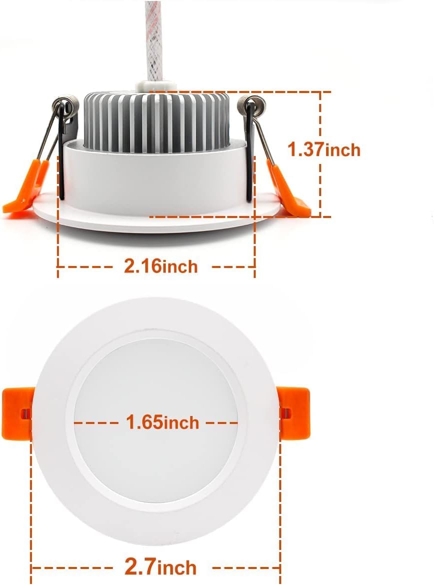 YGS-Tech 2 Inch LED Recessed Lighting, Dimmable Downlight 3W(35W Halogen Equivalent), CRI80, 4000K Natural White Ceiling Light with LED Driver (24 Pack)