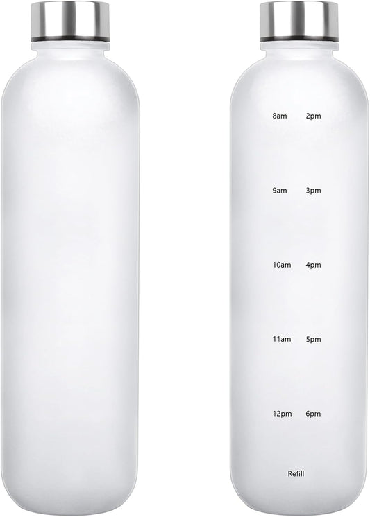 1L（33 oz） daily tracking schedule time hours reminder motivational day goals hydration capacity measured marker tracker plastic wide mouth measurements water bottle