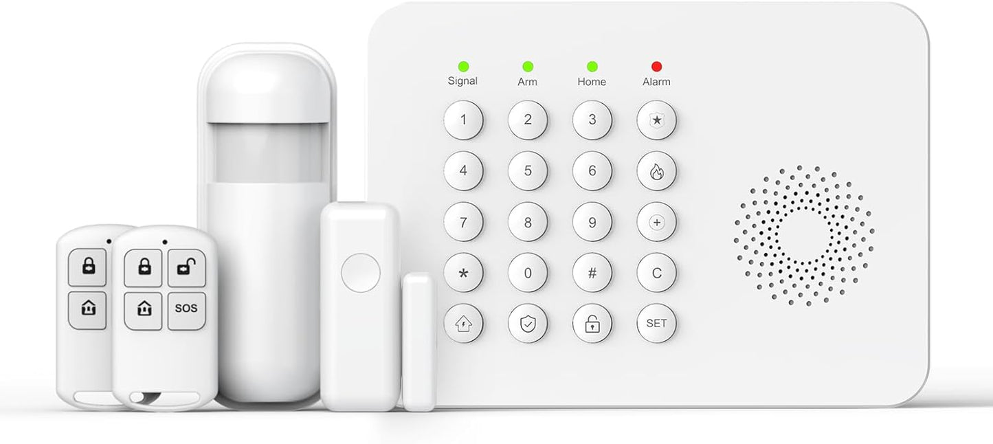 PGST Home Alarm System,Wireless Home Security System with Door and Motion Sensors,5 Piece Alarm Kits,4G SMS/Phone App Instant Alerts,24/7 Professional Monitoring for Villa,Apartment,Kids Safety