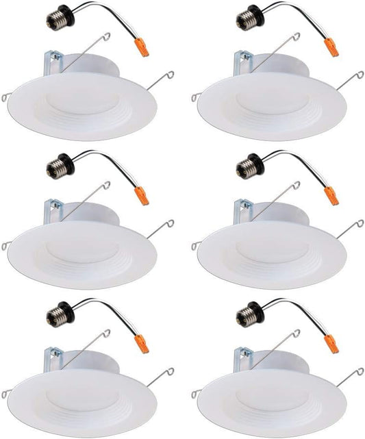 Halo LT 5 inch and 6 inch White Integrated LED Recessed Ceiling Light Retrofit Trim – 3000K – Soft White (6 Pack)