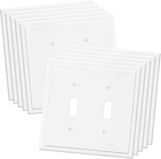 2-Gang Modern Edge Decorative Wall Plate Cover Switch Outlet Double Toggle Electrical Faceplate for Light Switches, Smart Switch, GFCI, Dimmers, Receptacle, USB Outlet (10 Pack, Double Toggle)