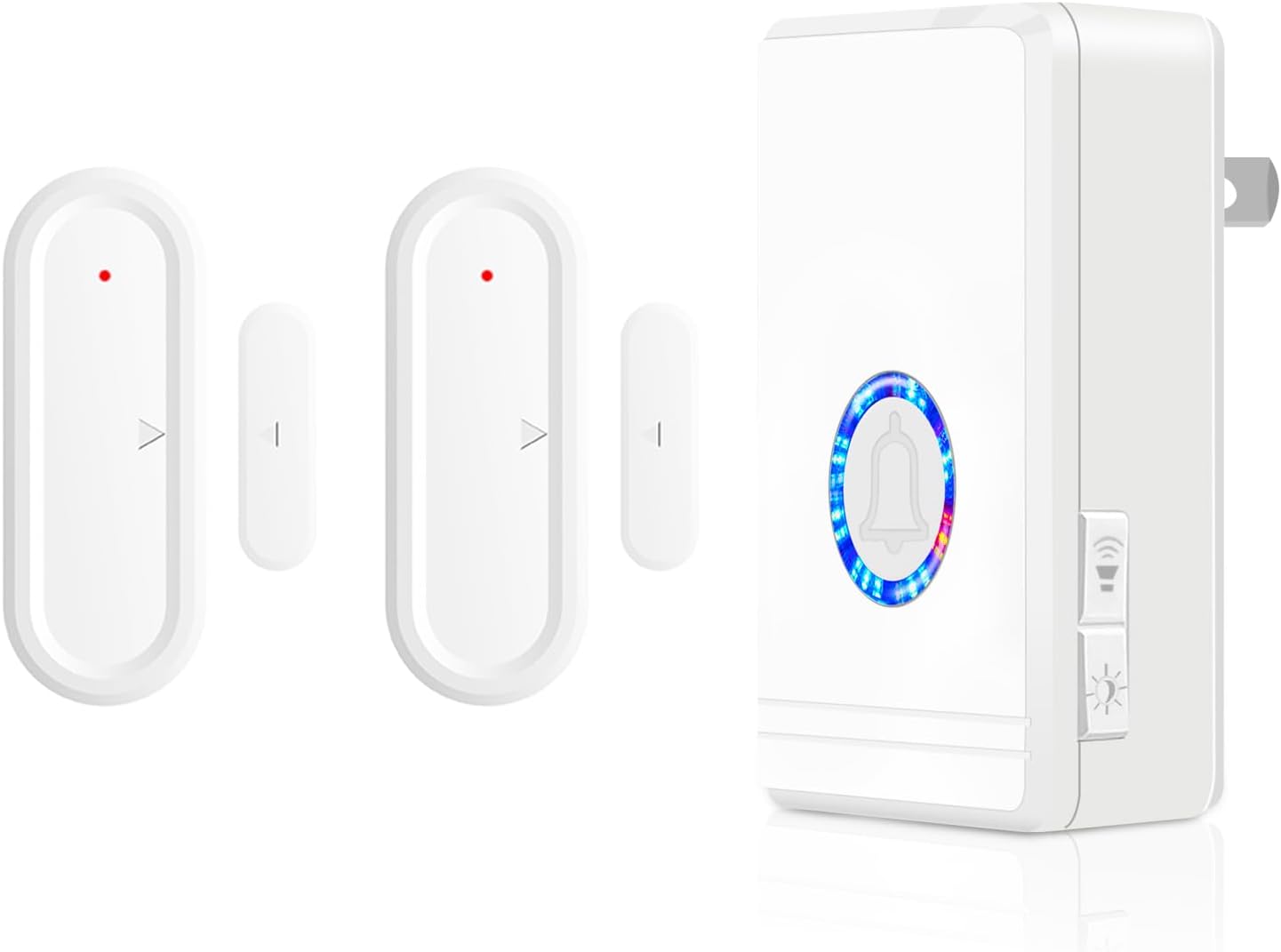 Greencycle Wireless Door Open Sensor Chime, Door Entry Chime with Adjustable Volume, LED Flash, 48 Chimes, Nightlight Function, Magnetic Door Chime for Business Home Office Store(1Receiver+2 Sensors)