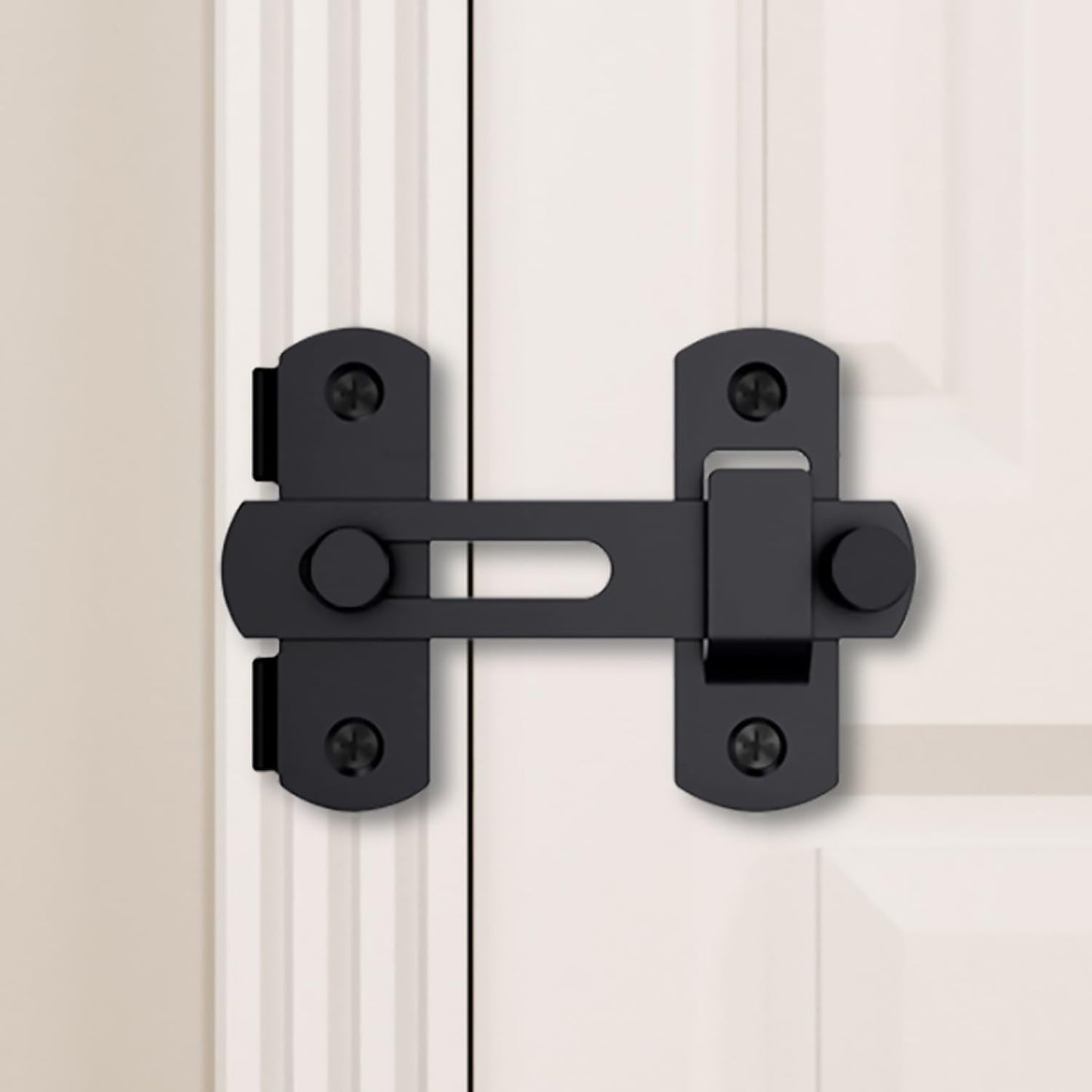 2 Set 4" Gate Latches Safety Door Lock for Barn Door, Heavy Duty Stainless Steel Farm Flip Gate Latch,Black