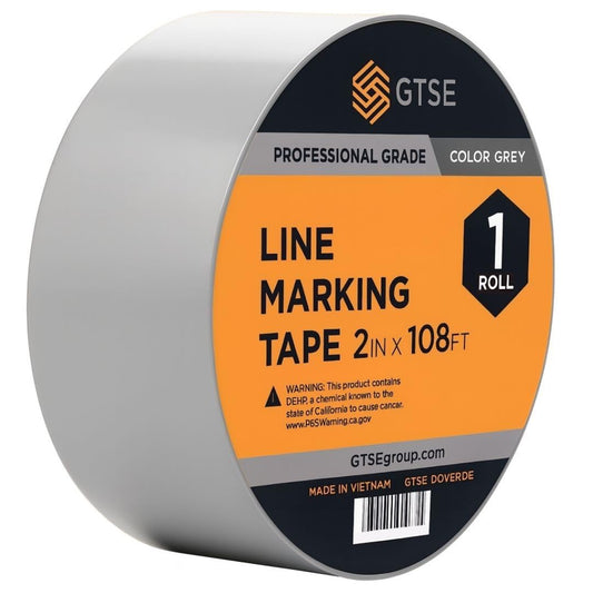 GTSE 2 inch x 108 ft Gray PVC Vinyl Floor Tape, Grey Safety Marking Tape, 6 mil Thick, Suitable for Dance Floors, Gyms, Warehouses, Sports Facilities