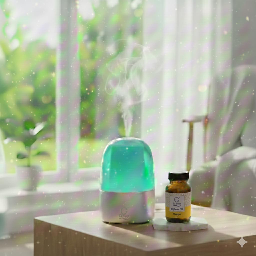 G’s Breeze Smart Diffuser with Refill – Bluetooth & Wi-Fi App Control, Gradient LED Lighting, Adjustable Scent Intensity, Low Noise, 24 Hour Schedule, Aromatherapy Diffuser for Home & Office - Mango