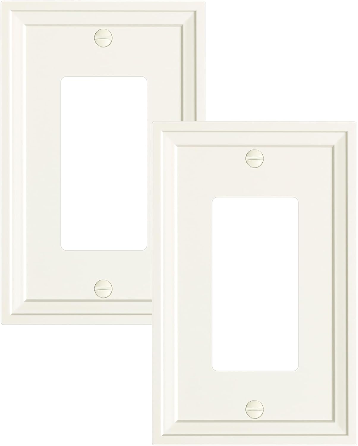 2-Pack Decorator Outlet Cover Plate, Light Almond Modern Decorative Switch Plates and Outlet Covers, Natural Bamboo Fiber Wall Plates for Electrical Outlets