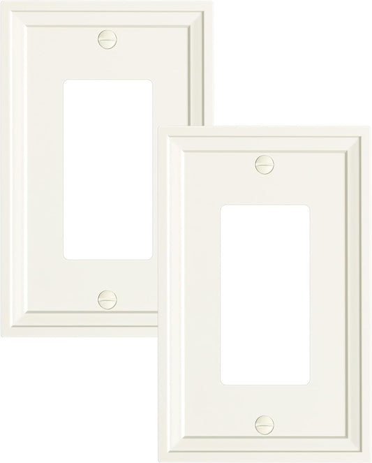 2-Pack Decorator Outlet Cover Plate, Light Almond Modern Decorative Switch Plates and Outlet Covers, Natural Bamboo Fiber Wall Plates for Electrical Outlets