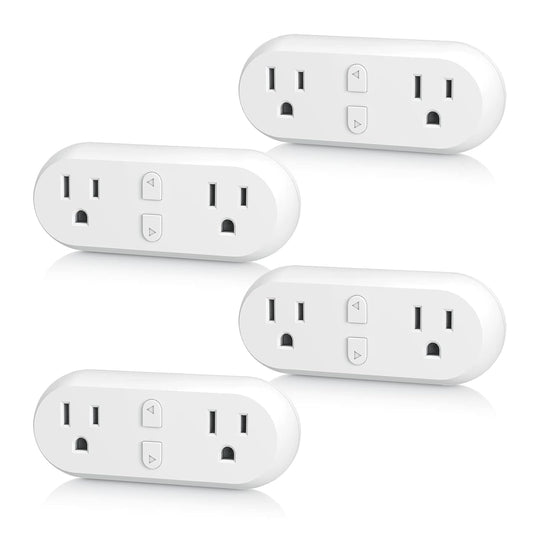 HBN Smart Plug 15A, WiFi&Bluetooth Outlet Extender Dual Socket Plugs Works with Alexa, Google Home Assistant, Remote Control with Timer Function, No Hub Required, ETL Certified, 2.4G WiFi Only, 4-Pack