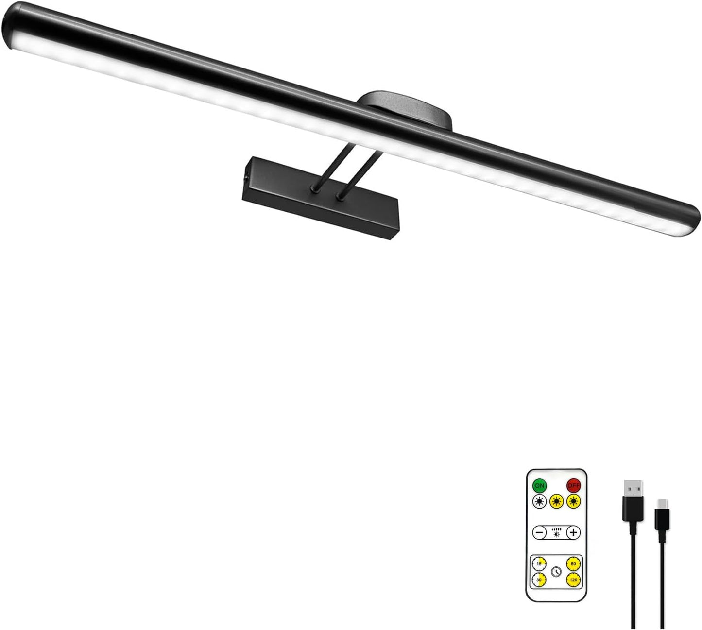 24.4" Wireless Picture Lights, Rechargeable Battery Art Display Light with Remote Control, Dimmable/Timer Off Dartboard Light, 3 Lighting Modes Full Metal Painting Display Lights (Black-1Pack)