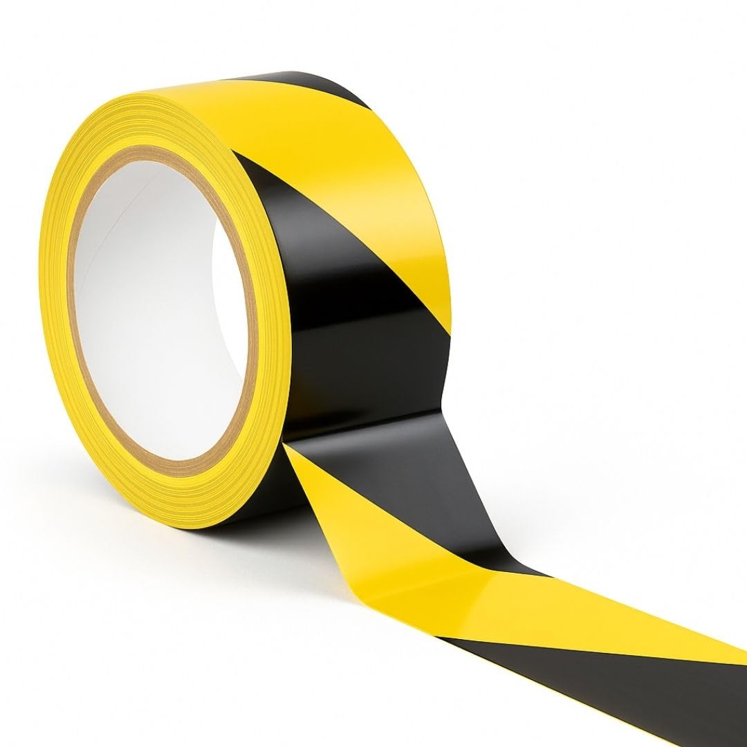 GTSE 2 inch x 108 ft Black& Yellow Striped PVC Vinyl Floor Tape, Safety Marking Tape, 6 mil Thick, Suitable for Dance Floors, Gyms, Warehouses, Sports Facilities, Hazards