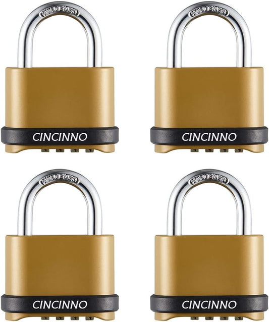 Heavy Duty Weatherproof Combination Lock, 4-Pack Outdoor Combo Lock,Resettable Combination Padlock for Gate,Shed,Storage Unit