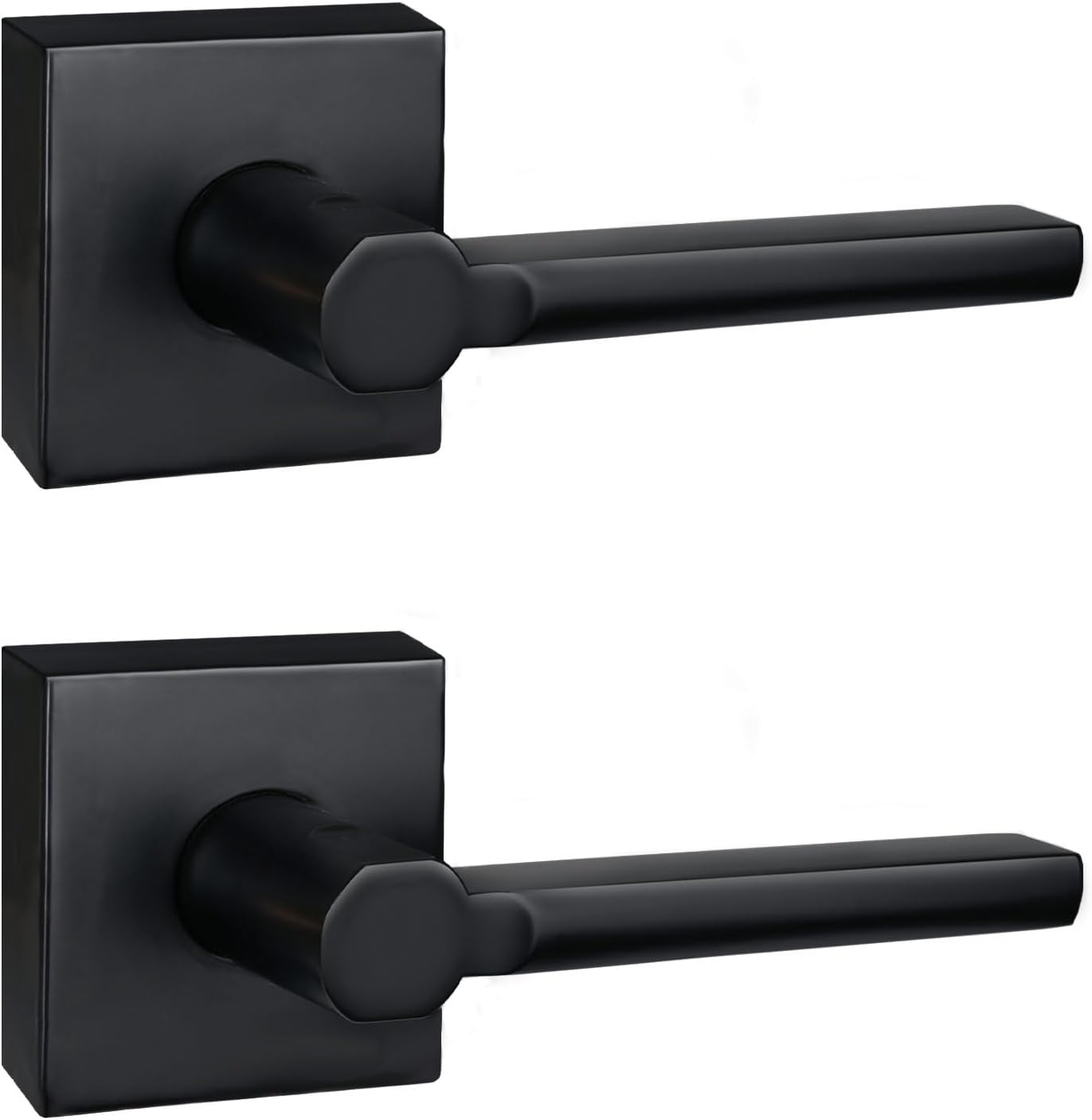 2 Pack Dummy Door Levers in Matte Black, Heavy Duty Interior Handle Lock for Closet Pantry, Non-Turning, Single Sided, Reversible for Left/Right Hand