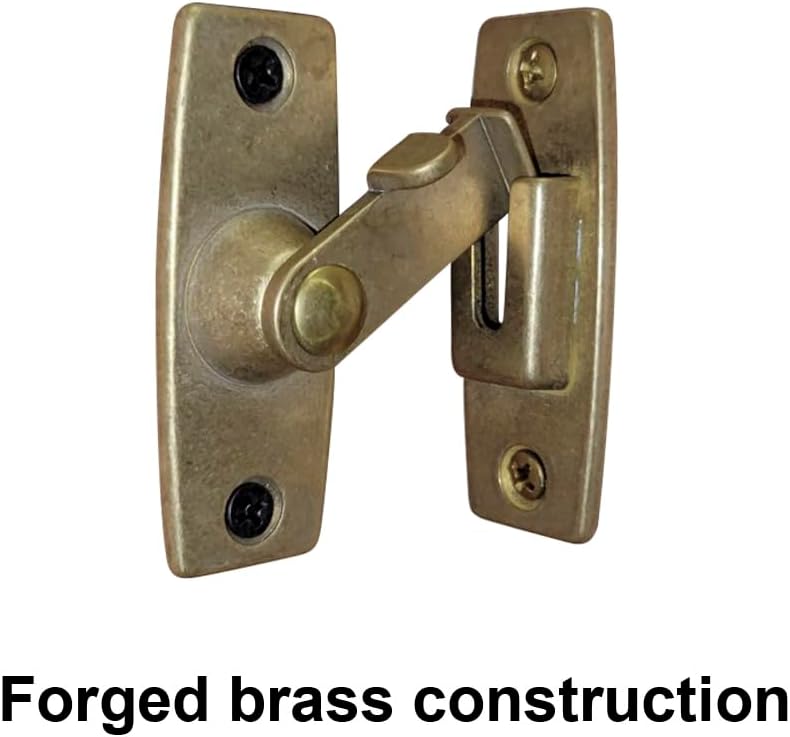 QCAA 2.5" Heavy Forged Solid Brass Door Latch, 90 Degree Right Angle Door Latch Buckle for Doors & Windows, Brushed Nickel, 1 Pack, Made in Taiwan