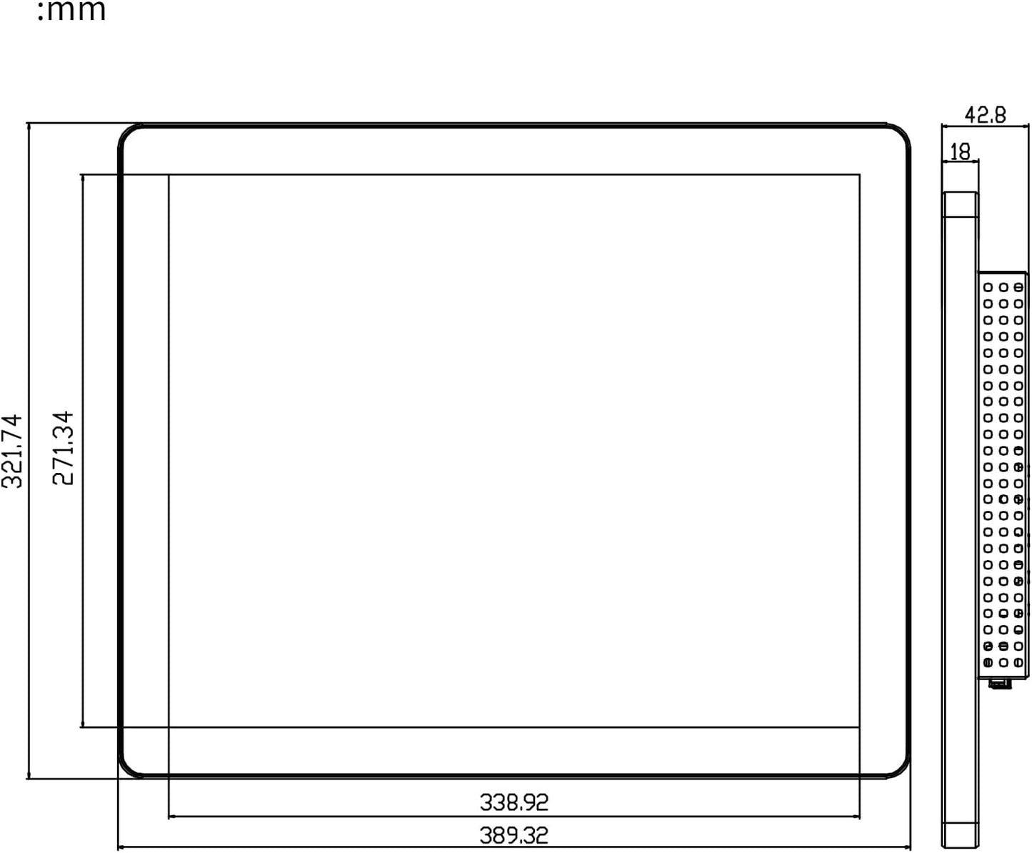 GreenTouch 17 Inch Industrial Open Frame PCAP Multi-Touch Touch Screen Monitor - 1280 * 1024 @60HZ - HDMI/VGA/DVI Input