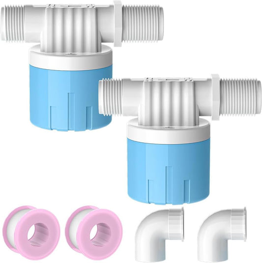 1 Pack 1/2 Float Valve for Water Tank,Aquapulse Water Float Automatic Water Level Control Aqua Pluse Trough Blue Plastic Float Valve Switch for Pool,Pond,Livestock(side inner)