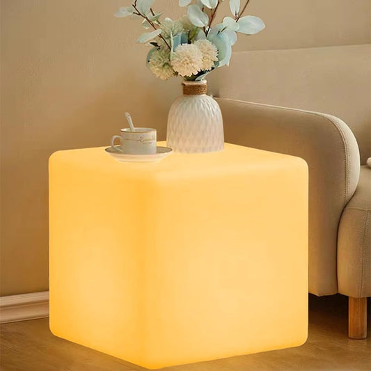 20-in LED Cube Chair, Dimmable RGB Color Changing Light Cubes w/Remote, Versatile Large LED Cube Seat, Rechargeable Light Table Waterproof Outdoor Floor Lamp, Ideal Home Garden Patio Pool Party Decor