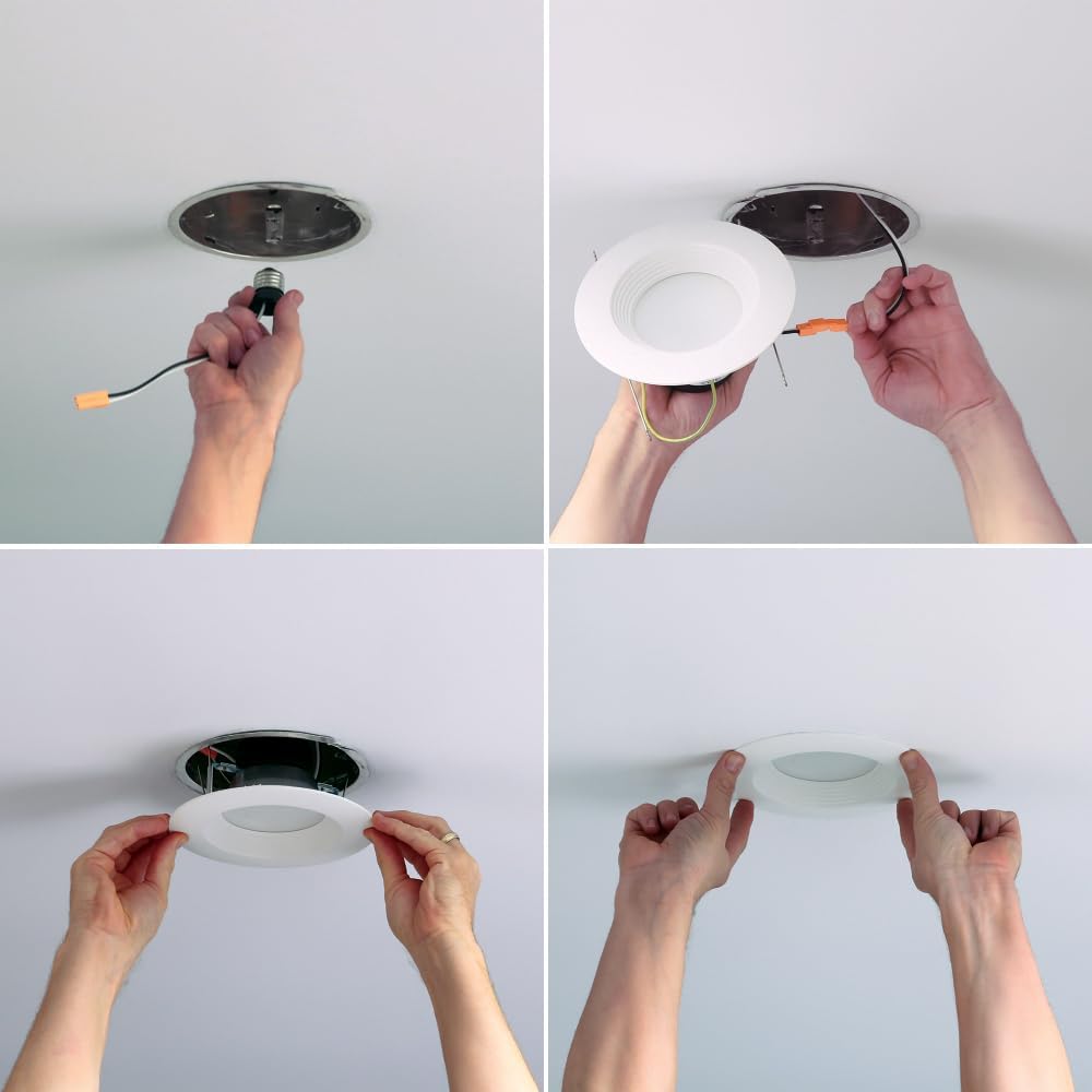 Halo 5-inch and 6-inch White Integrated Recessed Ceiling Light 90 CRI Title 20 Compliant LED Retrofit Trim, 5000K Daylight Recessed Light