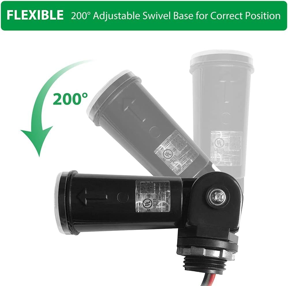 1 Pack Outdoor Photoelectric Sensor,Dusk to Dawn Swivel Mount Conduit Lighting Control with Photocell,Automatic Adjustable Photo Sensor Switch for Indoor and Outdoor Light