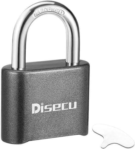 1 Pack disecu Heavy Duty 4 Digit Combination Lock, Anti-Error Feature, Outdoor Waterproof Padlock for School Gym Locker, Fence, Gate, Hasp Storage, Toolbox (Gun Black)